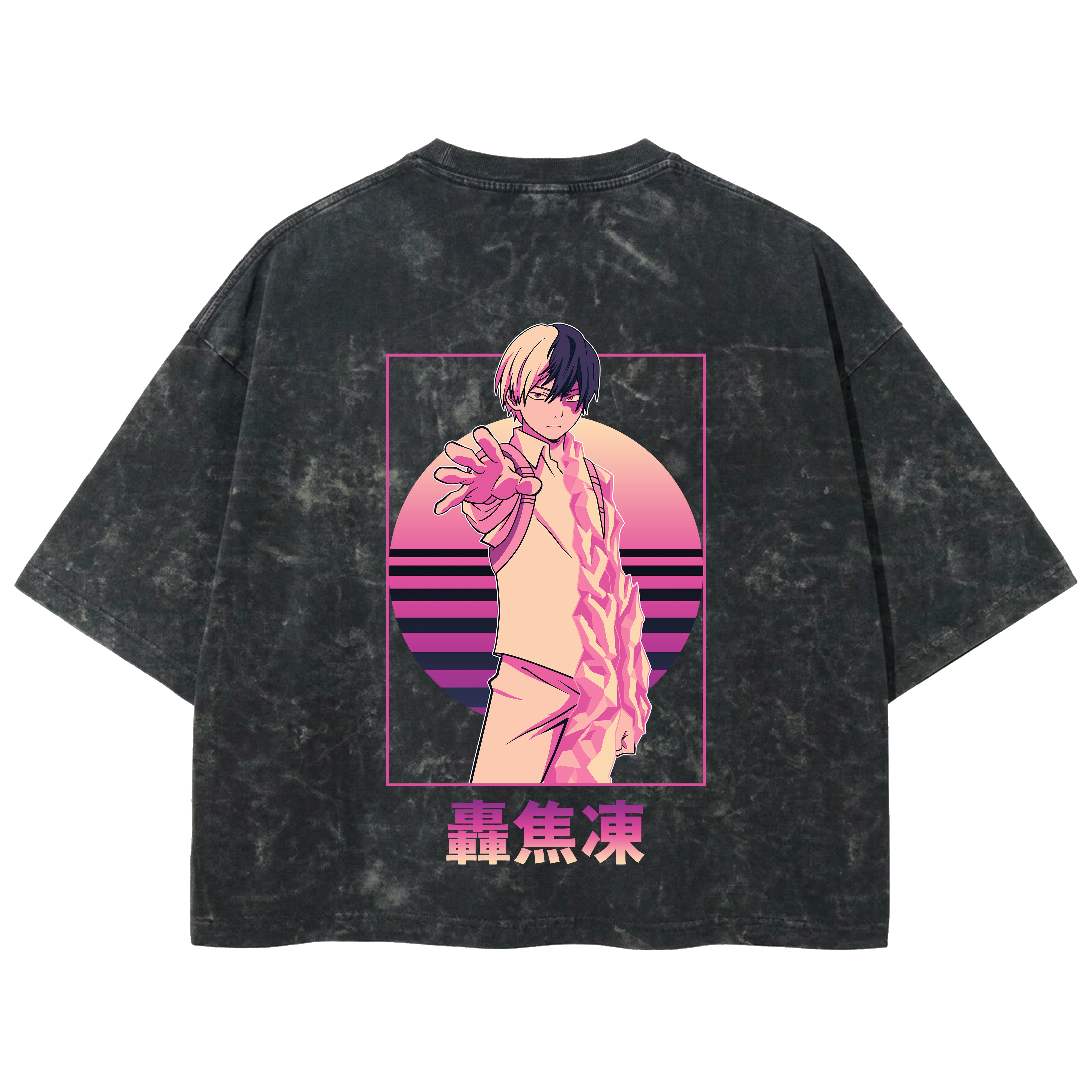 Playera streetwear premium de anime y gaming ExtraLife MX, corte boxy deluxe mineral wash heavyweight en color Acid Wash, moda urbana mexicana de culto.