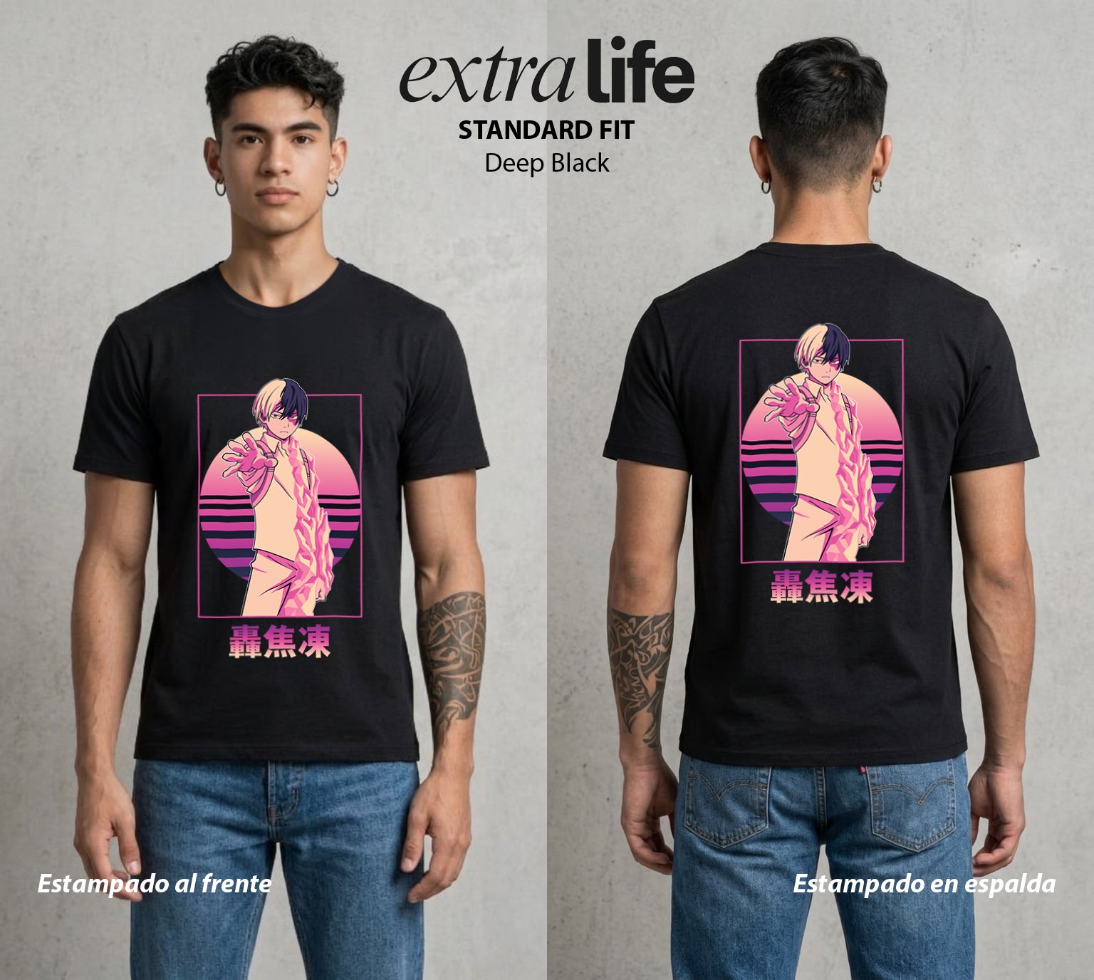 La Academia de Heroes | El Equilibrio al Atardecer al Atardecer #02575 - Playera Standard Fit | Deep Black - Foto en modelo