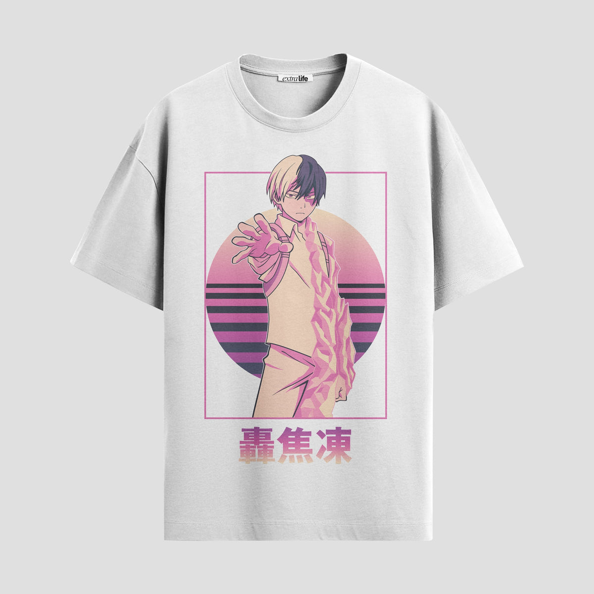 Playera urbana de anime y gaming ExtraLife MX, corte Classic Premium unisex ligero y transpirable en color Deep Black y Pure White, ropa de uso diario para gym y casual.