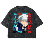 Playera streetwear premium de anime y gaming ExtraLife MX, corte boxy deluxe mineral wash heavyweight en color Acid Wash, moda urbana mexicana de culto.