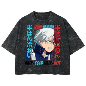 Playera streetwear premium de anime y gaming ExtraLife MX, corte boxy deluxe mineral wash heavyweight en color Acid Wash, moda urbana mexicana de culto.