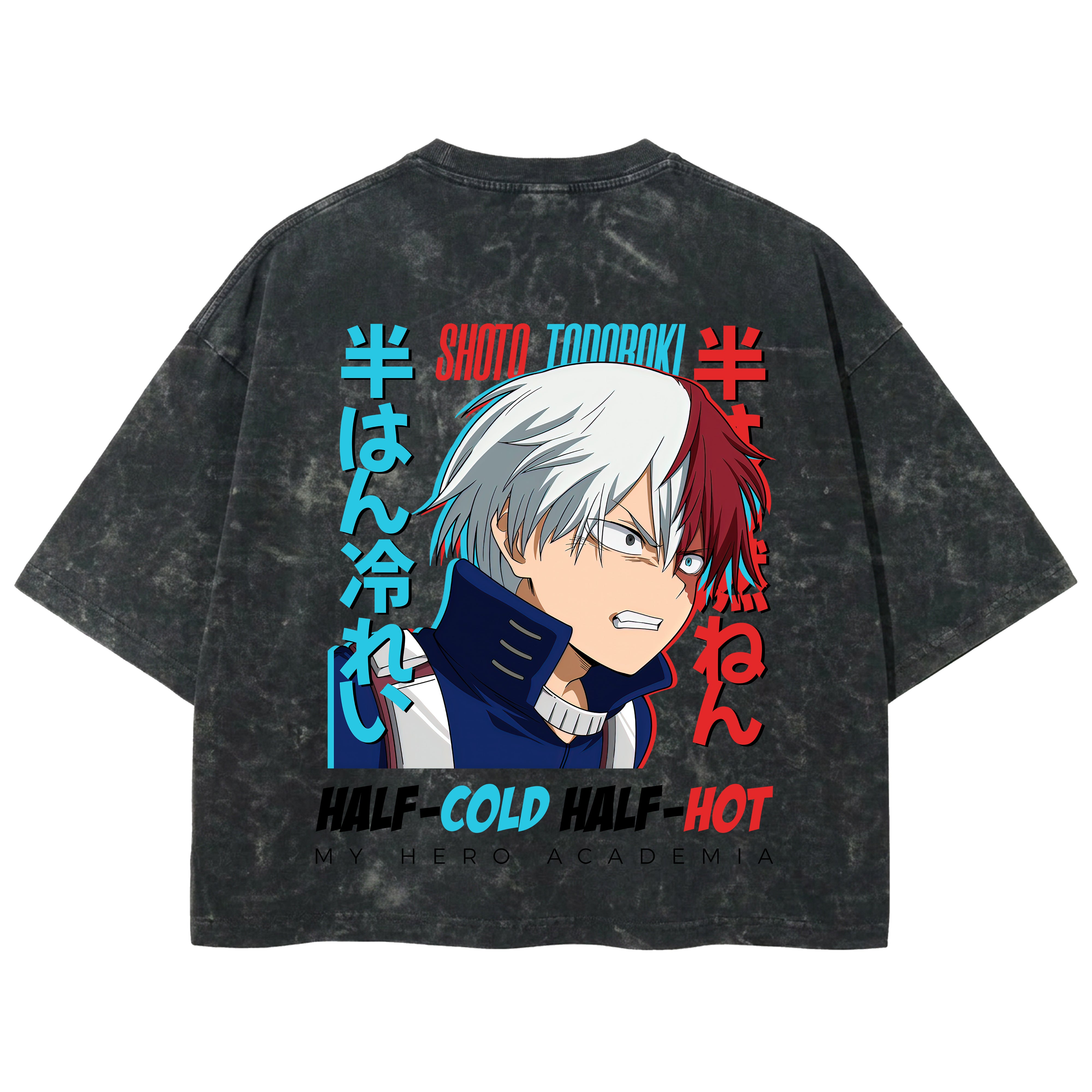 Playera streetwear premium de anime y gaming ExtraLife MX, corte boxy deluxe mineral wash heavyweight en color Acid Wash, moda urbana mexicana de culto.