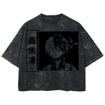 Playera streetwear premium de anime y gaming ExtraLife MX, corte boxy deluxe mineral wash heavyweight en color Acid Wash, moda urbana mexicana de culto.