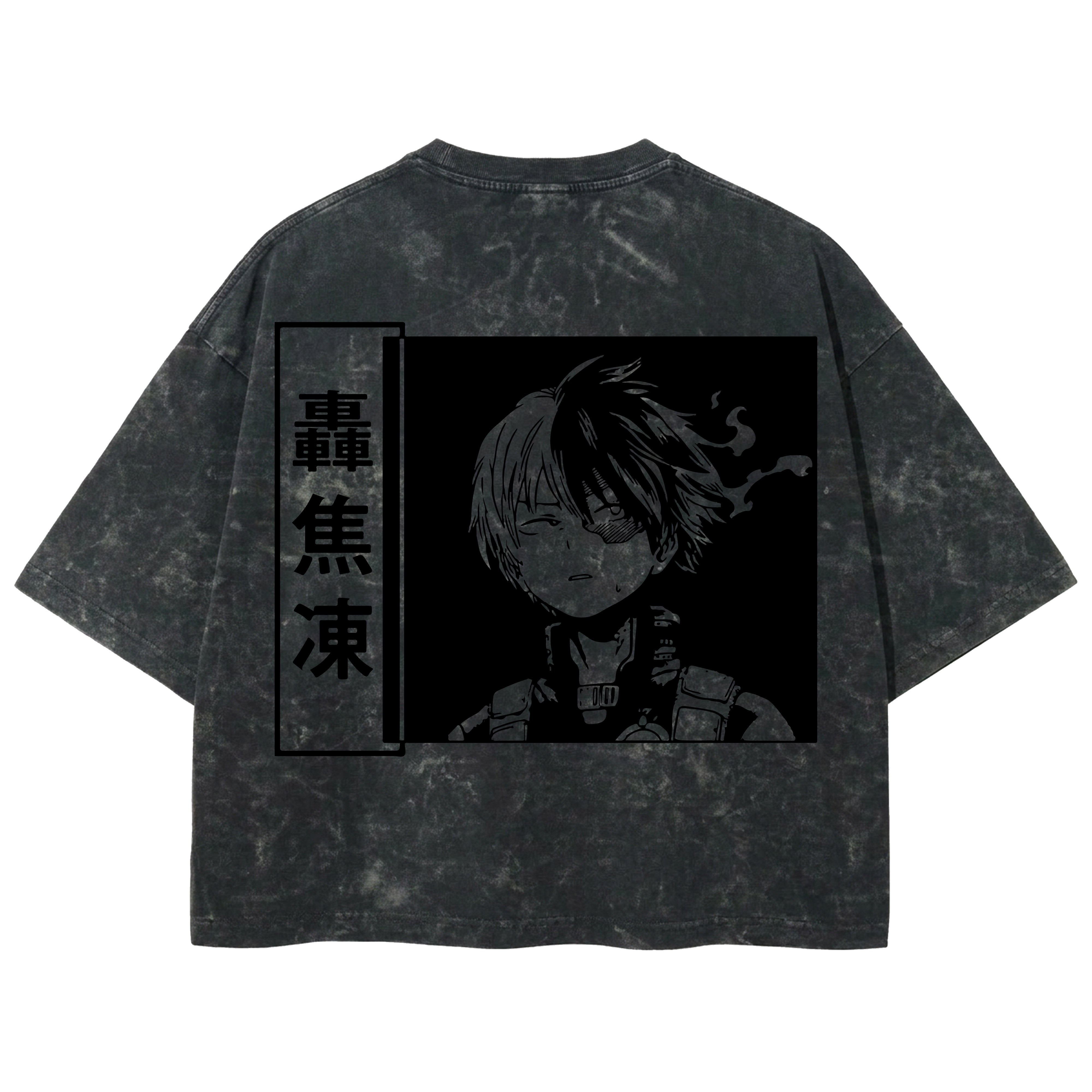 Playera streetwear premium de anime y gaming ExtraLife MX, corte boxy deluxe mineral wash heavyweight en color Acid Wash, moda urbana mexicana de culto.