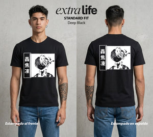 La Academia de Heroes | Hielo y Fuego en Uno #02579 - Playera Standard Fit | Deep Black - Foto en modelo