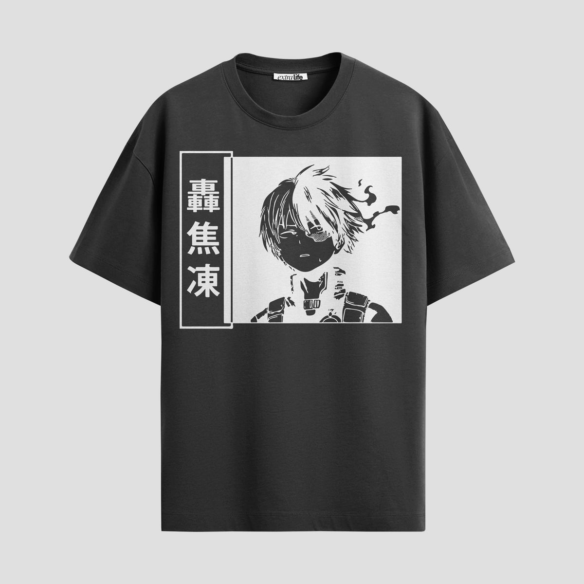 Playera urbana de anime y gaming ExtraLife MX, corte Classic Premium unisex ligero y transpirable en color Deep Black y Pure White, ropa de uso diario para gym y casual.