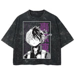 Playera streetwear premium de anime y gaming ExtraLife MX, corte boxy deluxe mineral wash heavyweight en color Acid Wash, moda urbana mexicana de culto.