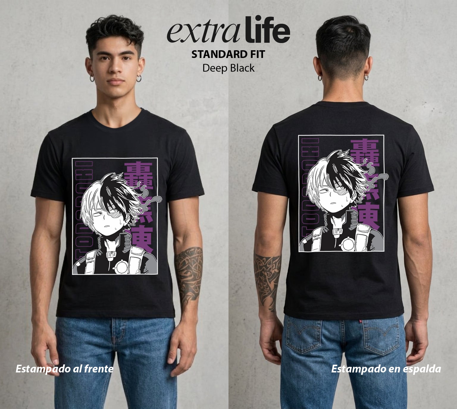 La Academia de Heroes | La Herencia del Bien #02580 - Playera Standard Fit | Deep Black - Foto en modelo
