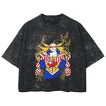 Playera streetwear premium de anime y gaming ExtraLife MX, corte boxy deluxe mineral wash heavyweight en color Acid Wash, moda urbana mexicana de culto.