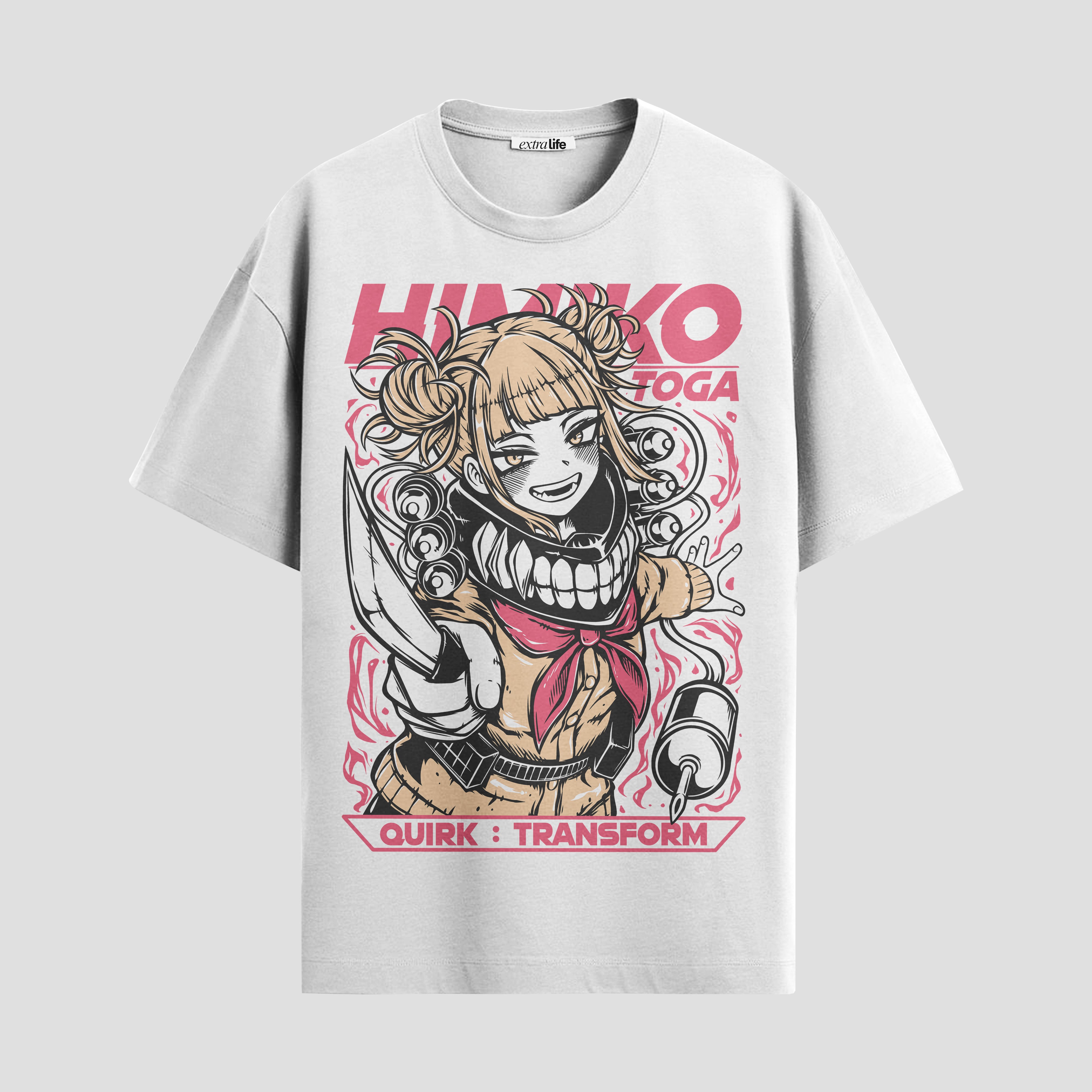 Playera urbana de anime y gaming ExtraLife MX, corte Standard Fit unisex ligero y transpirable en color Deep Black y Pure White, ropa de uso diario para gym y casual.