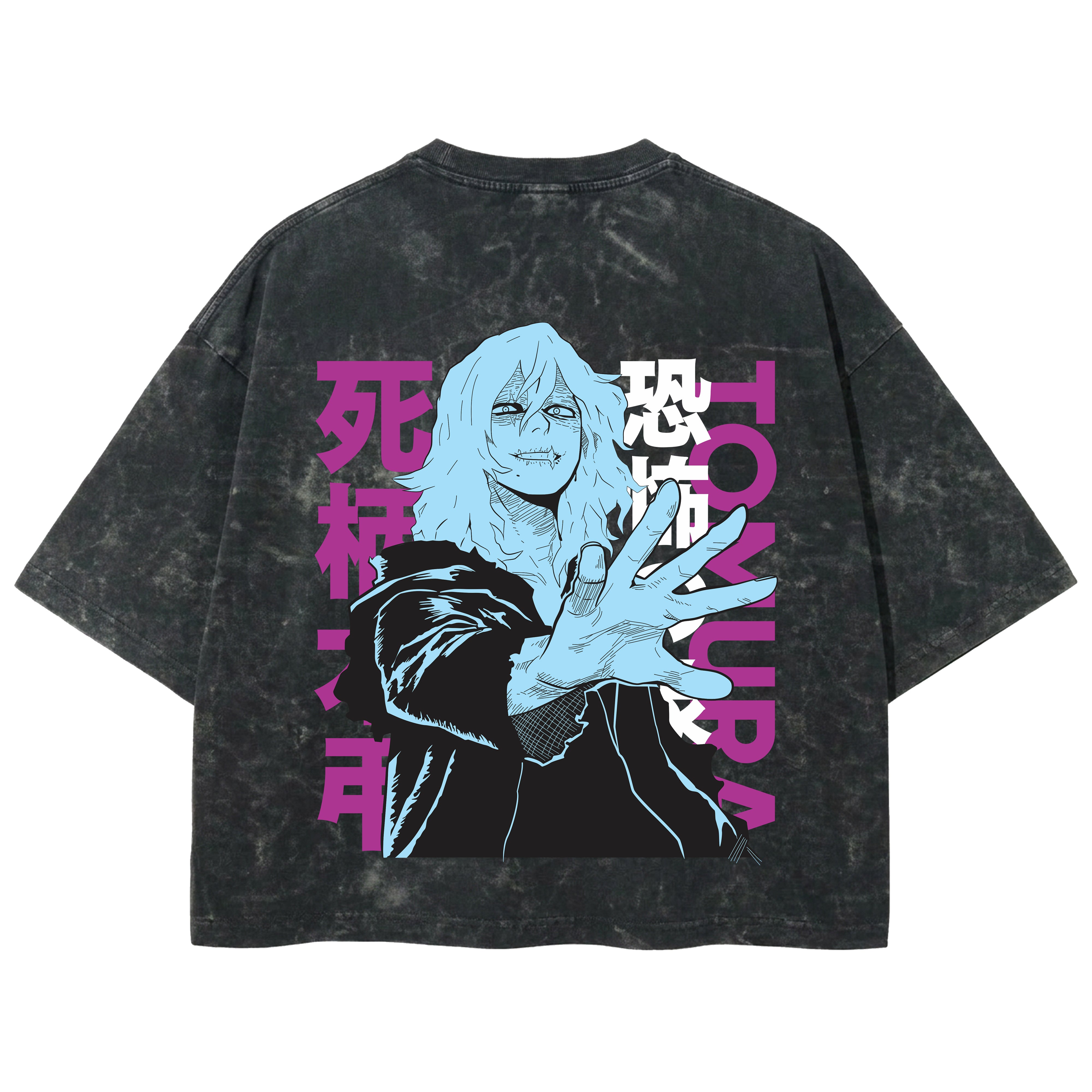 Playera streetwear premium de anime y gaming ExtraLife MX, corte boxy deluxe mineral wash heavyweight en color Acid Wash, moda urbana mexicana de culto.