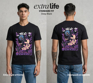 La Academia de Heroes | El Rey de la Destruccion #02584 - Playera Standard Fit | Deep Black - Foto en modelo