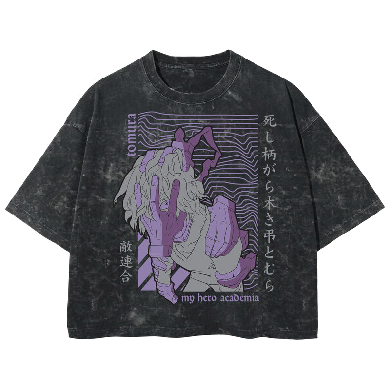 Playera streetwear premium de anime y gaming ExtraLife MX, corte boxy deluxe mineral wash heavyweight en color Acid Wash, moda urbana mexicana de culto.
