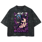 Playera streetwear premium de anime y gaming ExtraLife MX, corte boxy deluxe mineral wash heavyweight en color Acid Wash, moda urbana mexicana de culto.