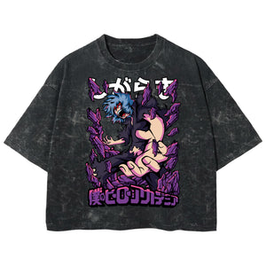 Playera streetwear premium de anime y gaming ExtraLife MX, corte boxy deluxe mineral wash heavyweight en color Acid Wash, moda urbana mexicana de culto.