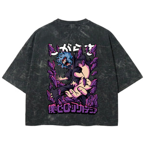 Playera streetwear premium de anime y gaming ExtraLife MX, corte boxy deluxe mineral wash heavyweight en color Acid Wash, moda urbana mexicana de culto.