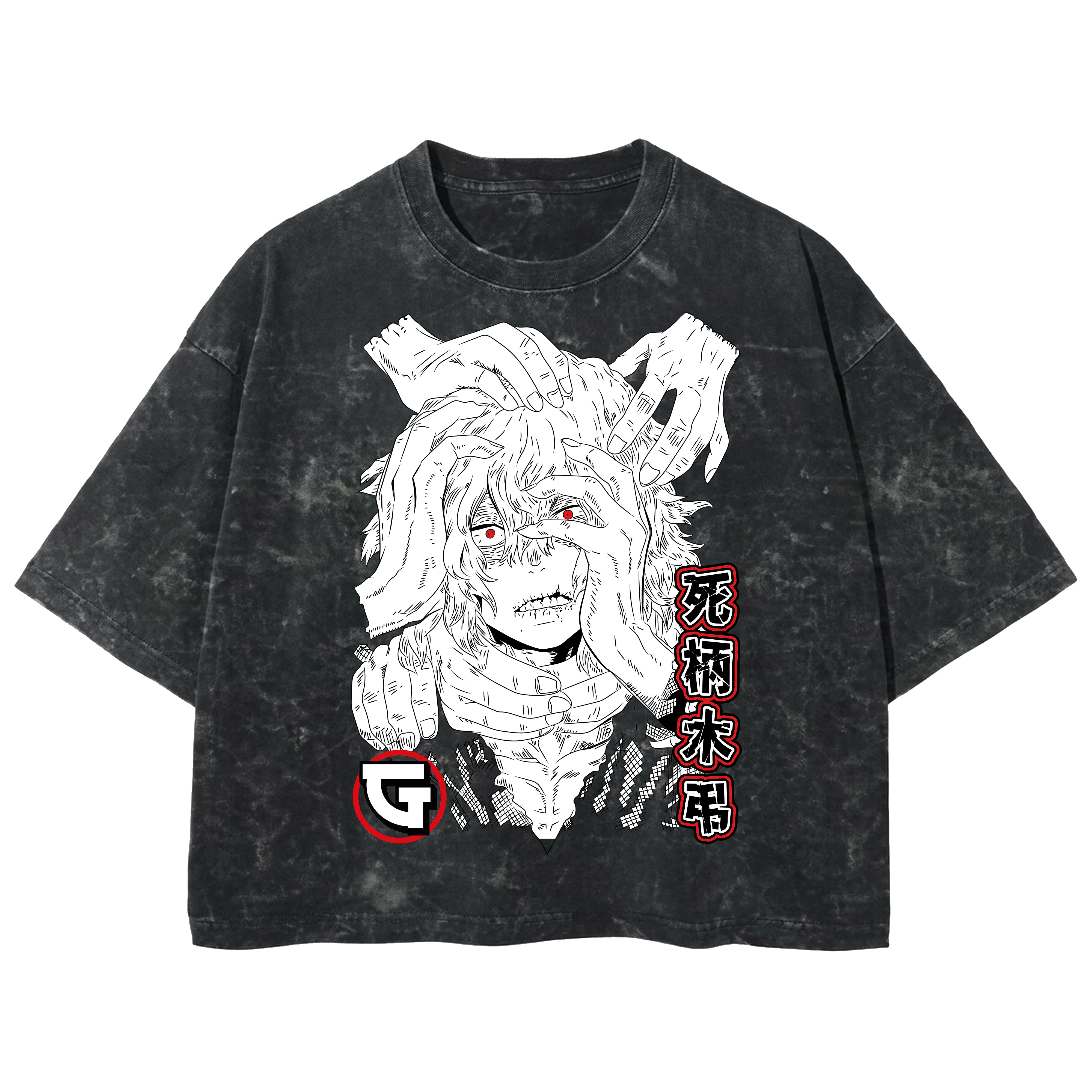 Playera streetwear premium de anime y gaming ExtraLife MX, corte boxy deluxe mineral wash heavyweight en color Acid Wash, moda urbana mexicana de culto.