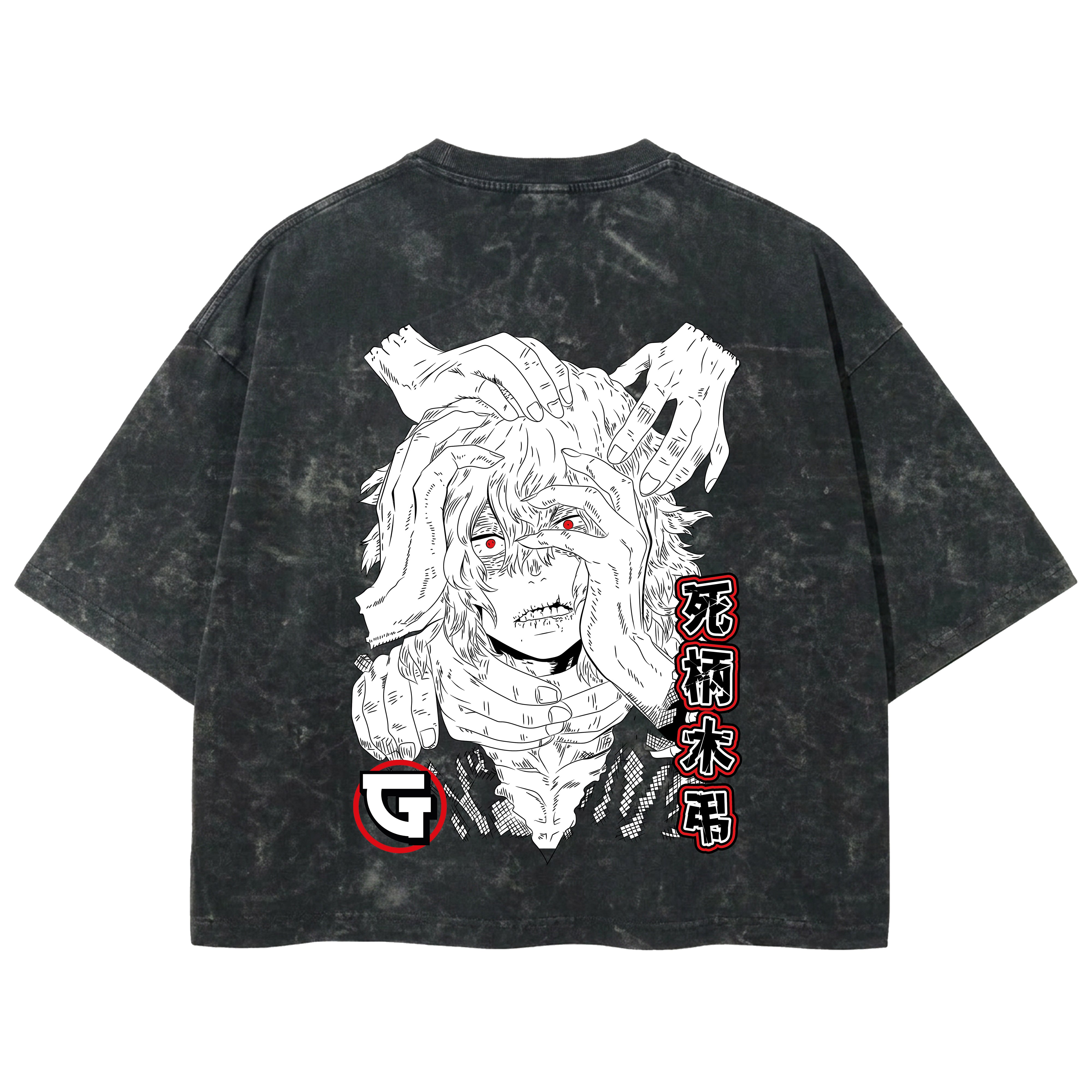 Playera streetwear premium de anime y gaming ExtraLife MX, corte boxy deluxe mineral wash heavyweight en color Acid Wash, moda urbana mexicana de culto.