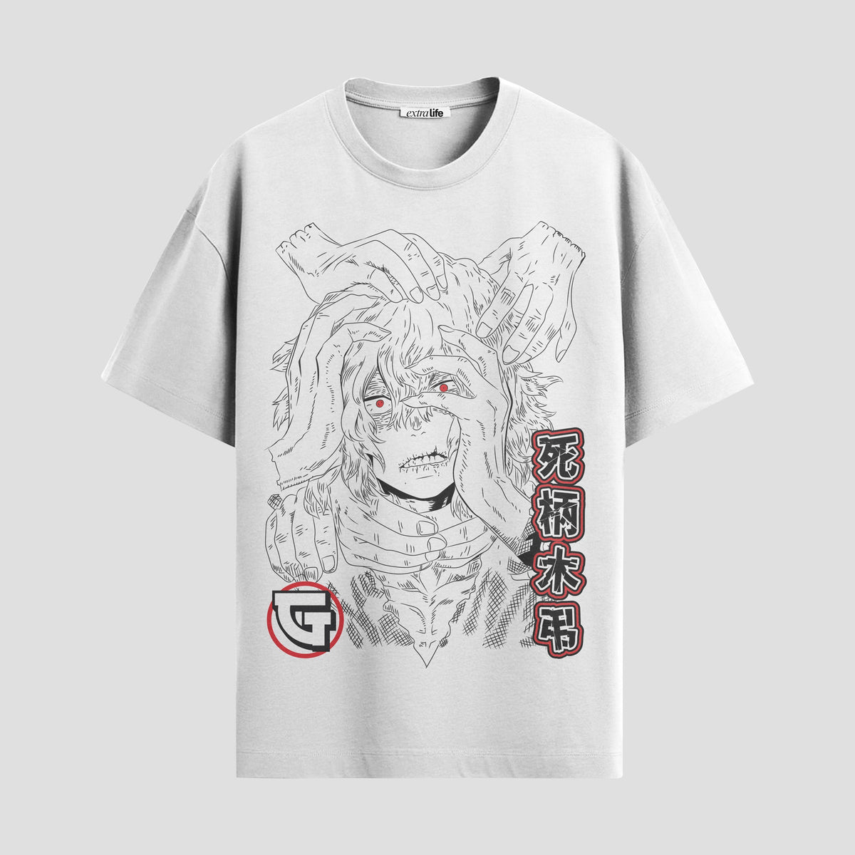 Playera urbana de anime y gaming ExtraLife MX, corte Classic Premium unisex ligero y transpirable en color Deep Black y Pure White, ropa de uso diario para gym y casual.