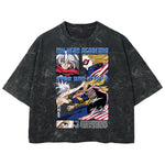 Playera streetwear premium de anime y gaming ExtraLife MX, corte boxy deluxe mineral wash heavyweight en color Acid Wash, moda urbana mexicana de culto.