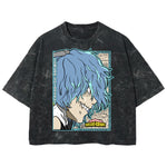 Playera streetwear premium de anime y gaming ExtraLife MX, corte boxy deluxe mineral wash heavyweight en color Acid Wash, moda urbana mexicana de culto.