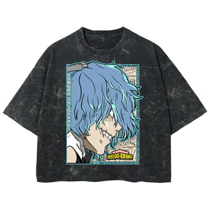 Playera streetwear premium de anime y gaming ExtraLife MX, corte boxy deluxe mineral wash heavyweight en color Acid Wash, moda urbana mexicana de culto.