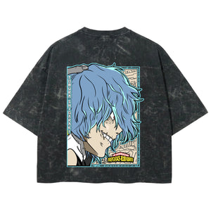 Playera streetwear premium de anime y gaming ExtraLife MX, corte boxy deluxe mineral wash heavyweight en color Acid Wash, moda urbana mexicana de culto.