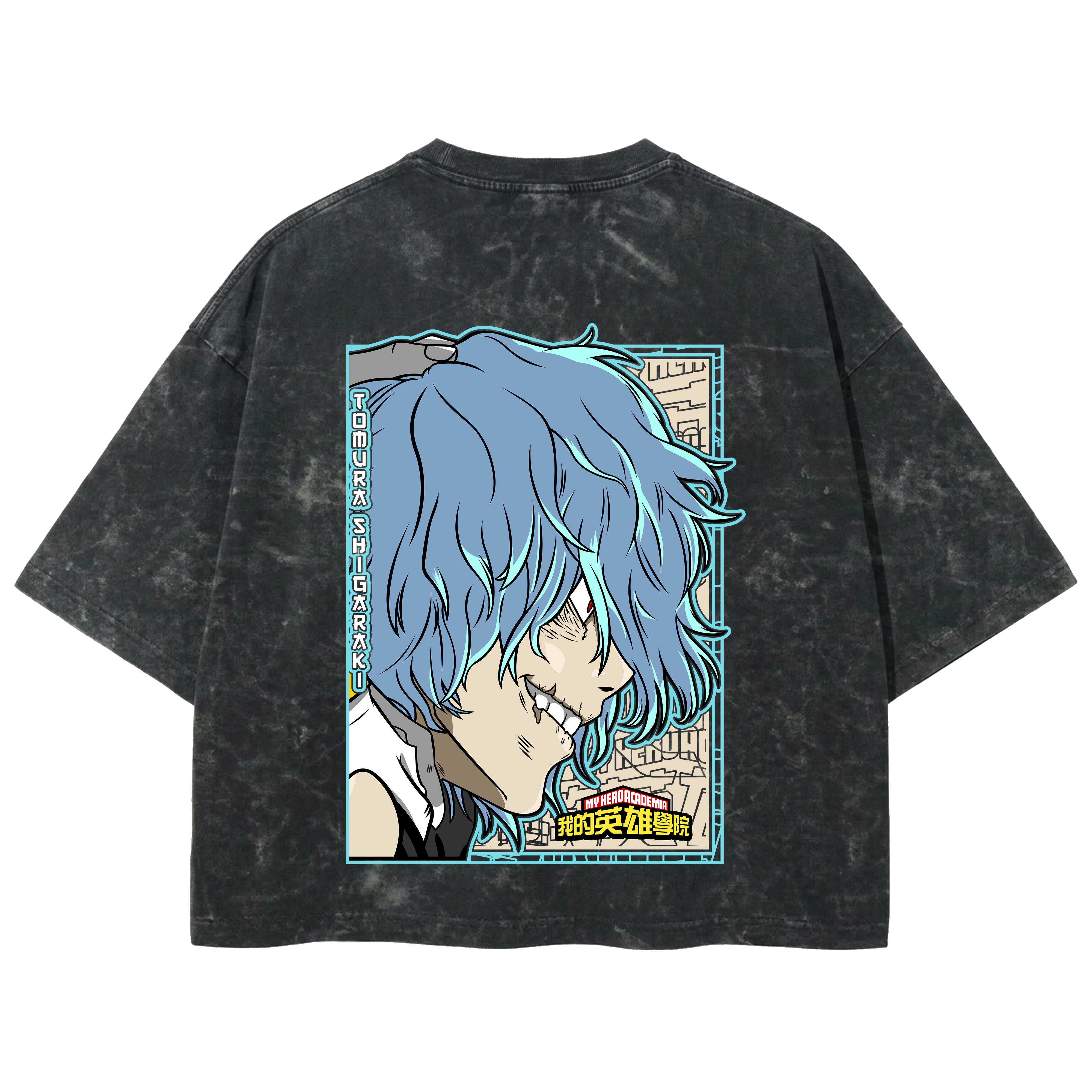 Playera streetwear premium de anime y gaming ExtraLife MX, corte boxy deluxe mineral wash heavyweight en color Acid Wash, moda urbana mexicana de culto.