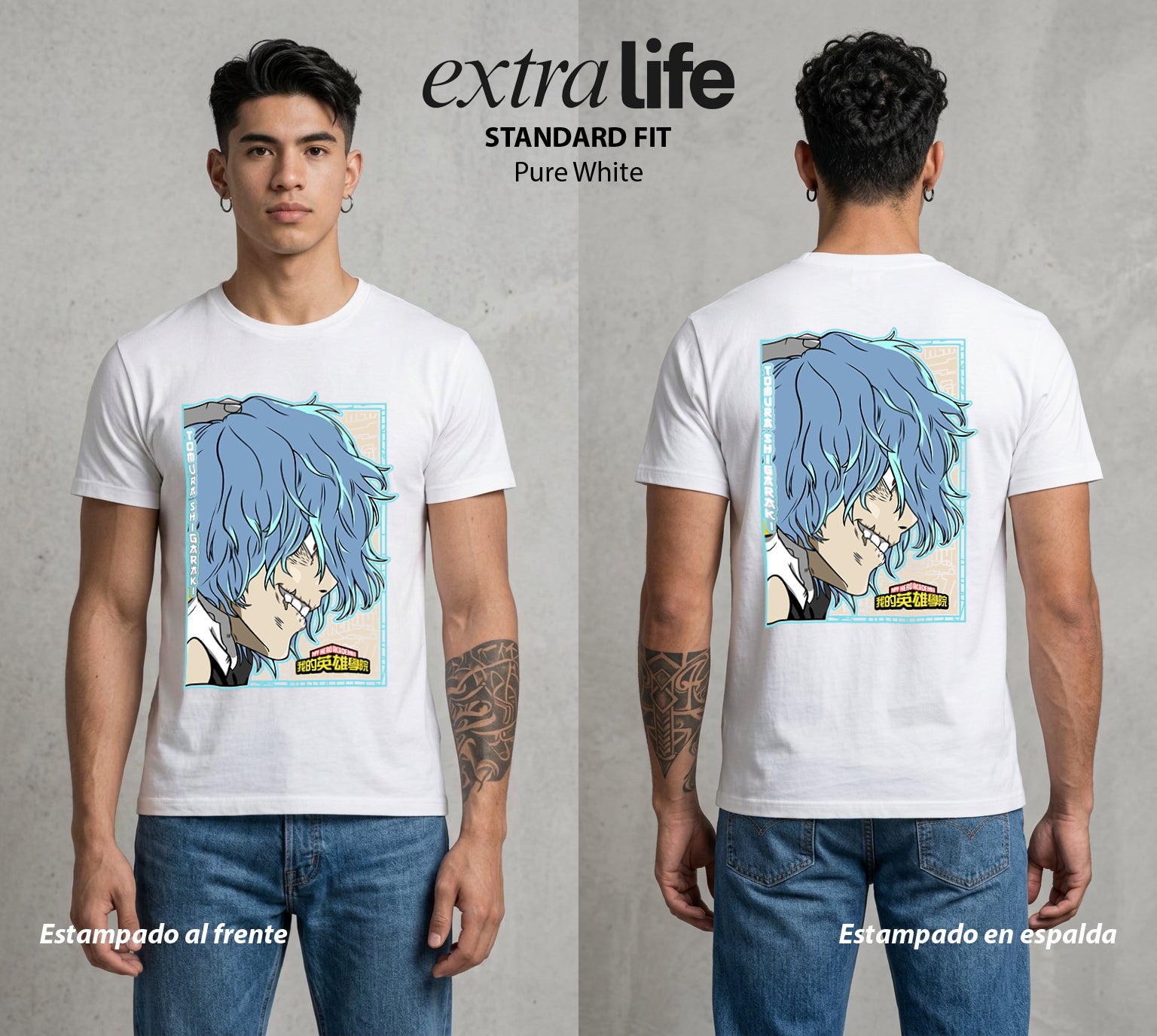La Academia de Heroes | Las Manos del Caos #02590 - Playera Standard Fit | Pure White - Foto en modelo