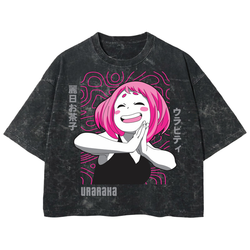 Playera streetwear premium de anime y gaming ExtraLife MX, corte boxy deluxe mineral wash heavyweight en color Acid Wash, moda urbana mexicana de culto.