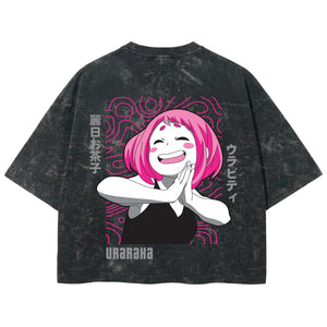 Playera streetwear premium de anime y gaming ExtraLife MX, corte boxy deluxe mineral wash heavyweight en color Acid Wash, moda urbana mexicana de culto.