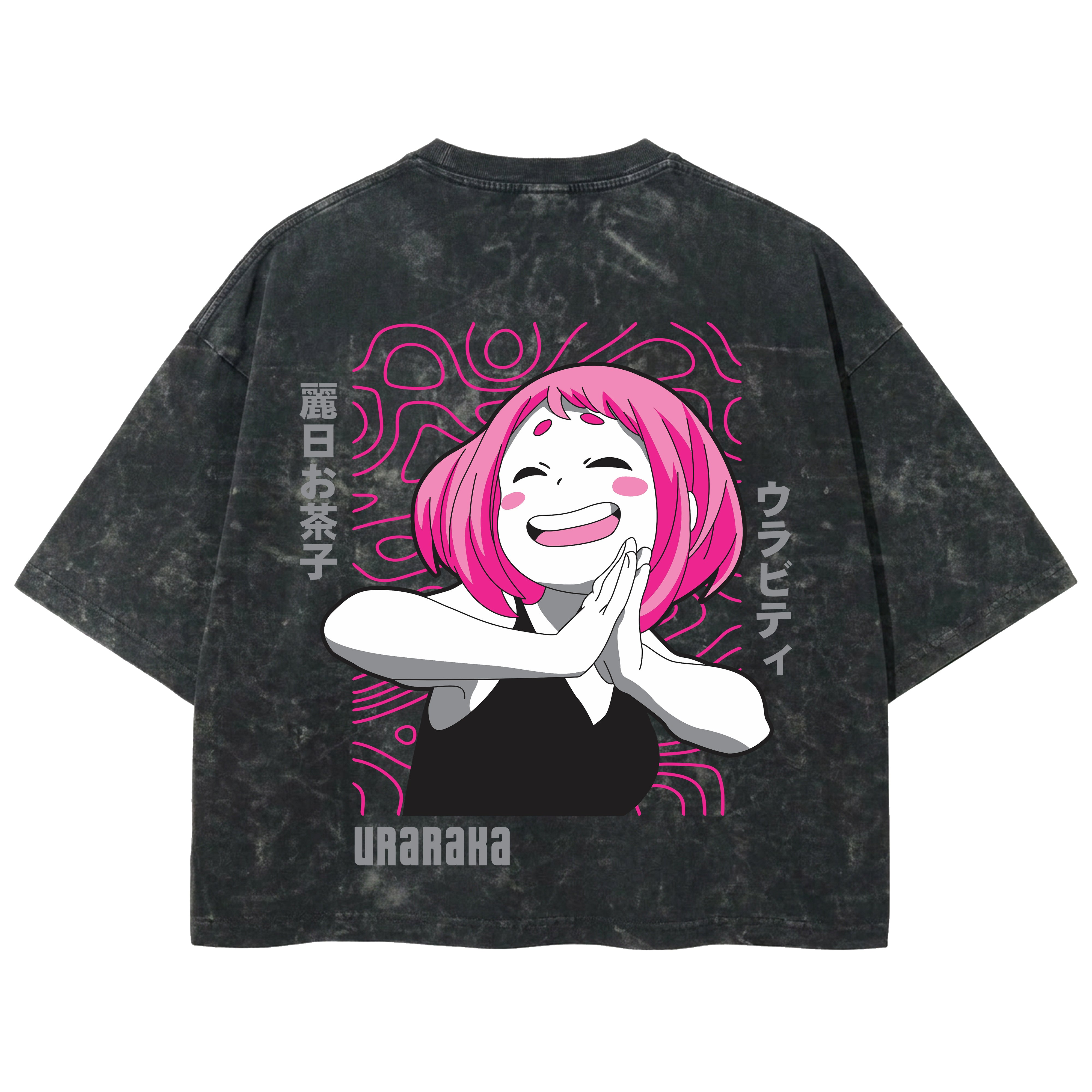 Playera streetwear premium de anime y gaming ExtraLife MX, corte boxy deluxe mineral wash heavyweight en color Acid Wash, moda urbana mexicana de culto.