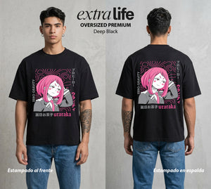 La Academia de Heroes | La Chica de la Gravedad #02593 - Playera Oversized Premium | Deep Black - Foto en modelo