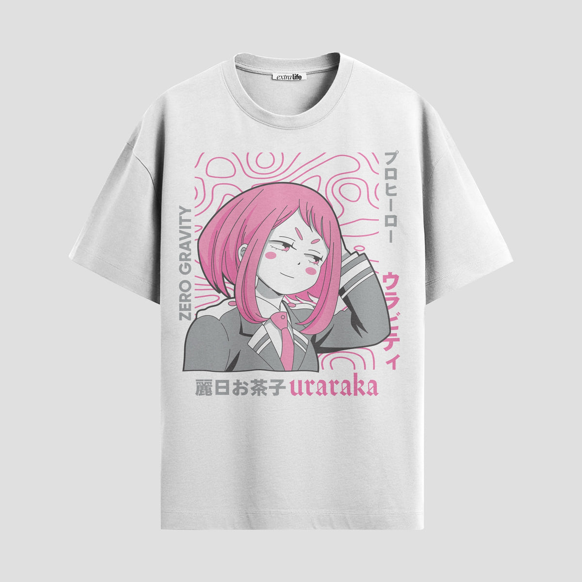 Playera urbana de anime y gaming ExtraLife MX, corte Classic Premium unisex ligero y transpirable en color Deep Black y Pure White, ropa de uso diario para gym y casual.