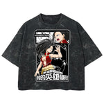 Playera streetwear premium de anime y gaming ExtraLife MX, corte boxy deluxe mineral wash heavyweight en color Acid Wash, moda urbana mexicana de culto.