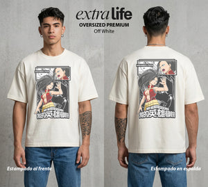 La Academia de Heroes | La Creadora del Bien #02594 - Playera Oversized Premium | Off White - Foto en modelo
