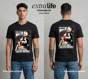 La Academia de Heroes | La Creadora del Bien #02594 - Playera Standard Fit | Deep Black - Foto en modelo