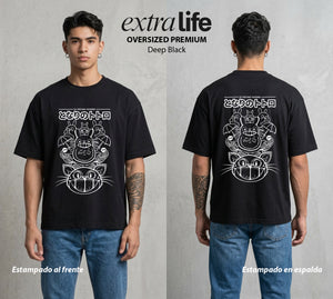 El Estudio del Viento | El Vecino del Bosque #02595 - Playera Oversized Premium | Deep Black - Foto en modelo