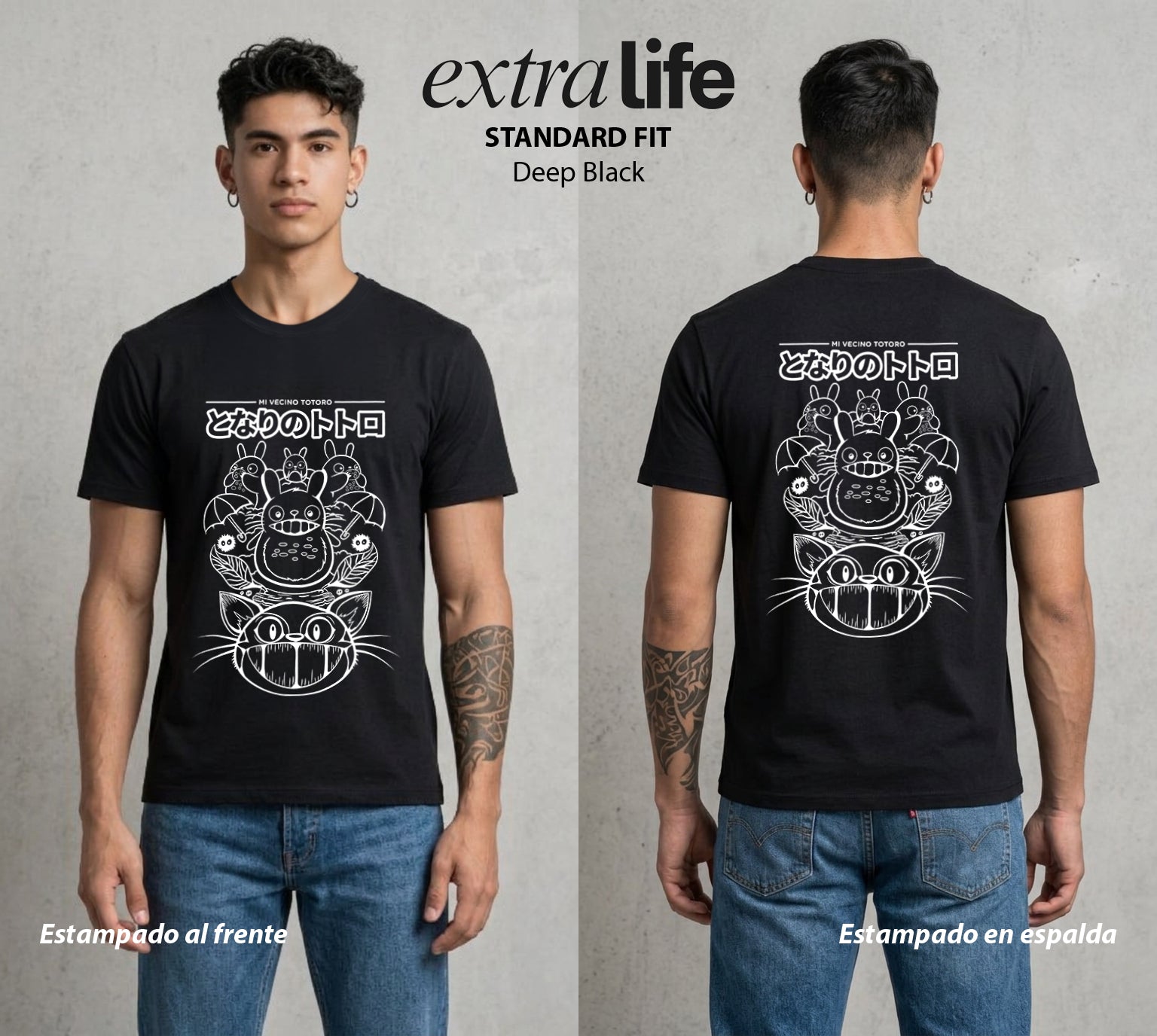 El Estudio del Viento | El Vecino del Bosque #02595 - Playera Standard Fit | Deep Black - Foto en modelo