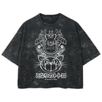 Playera streetwear premium de anime y gaming ExtraLife MX, corte boxy deluxe mineral wash heavyweight en color Acid Wash, moda urbana mexicana de culto.