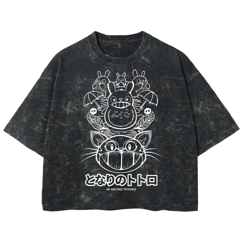 Playera streetwear premium de anime y gaming ExtraLife MX, corte boxy deluxe mineral wash heavyweight en color Acid Wash, moda urbana mexicana de culto.