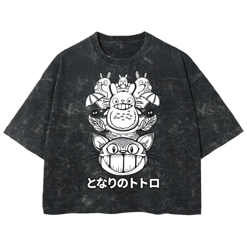 Playera streetwear premium de anime y gaming ExtraLife MX, corte boxy deluxe mineral wash heavyweight en color Acid Wash, moda urbana mexicana de culto.