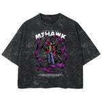 Playera streetwear premium de anime y gaming ExtraLife MX, corte boxy deluxe mineral wash heavyweight en color Acid Wash, moda urbana mexicana de culto.