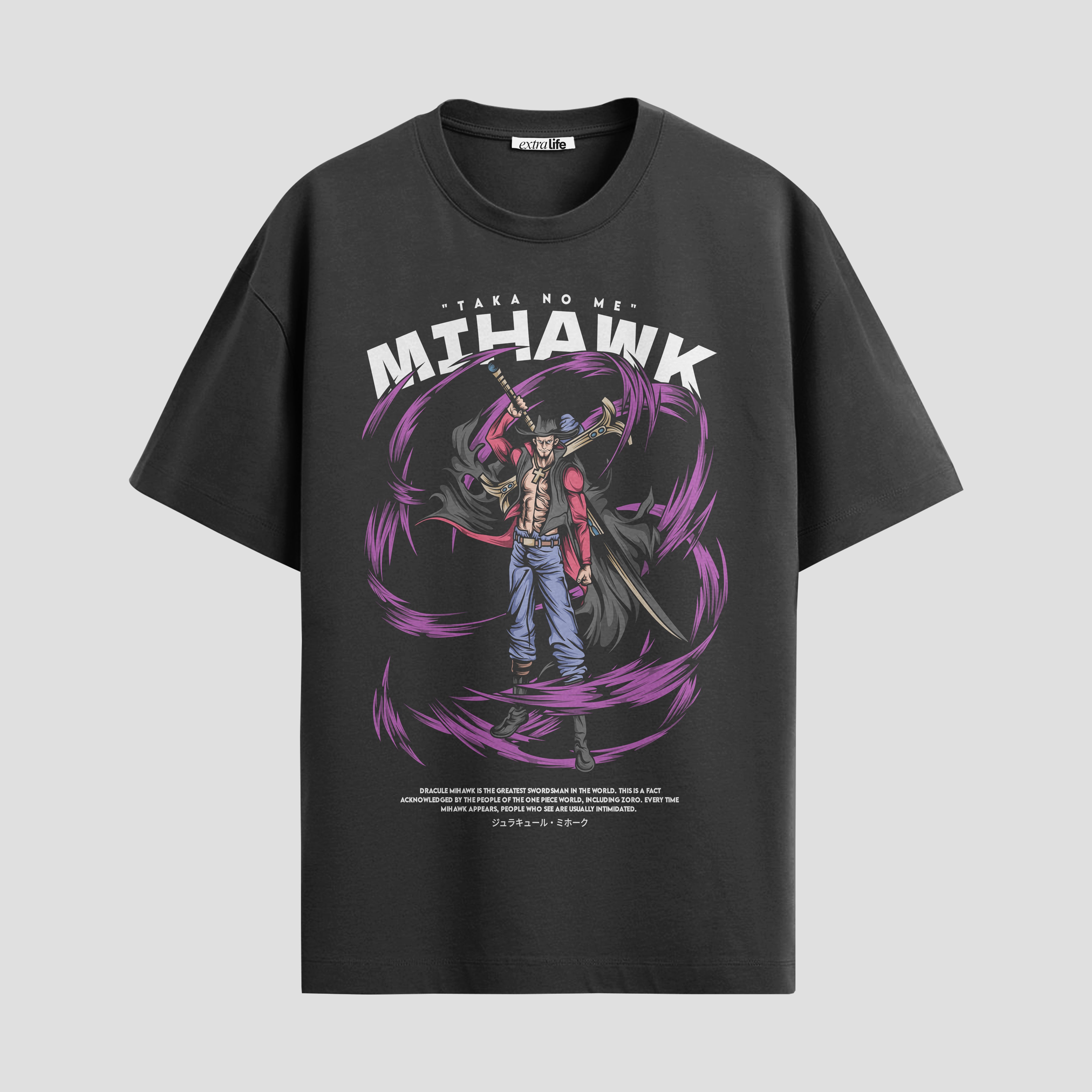 Playera urbana de anime y gaming ExtraLife MX, corte Standard Fit unisex ligero y transpirable en color Deep Black y Pure White, ropa de uso diario para gym y casual.