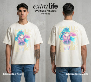 La Voz Vocaloid | El Vocaloid del Bien #02601 - Playera Oversized Premium | Off White - Foto en modelo