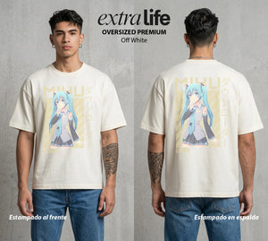 La Voz Vocaloid | La Voz Digital #02602 - Playera Oversized Premium | Off White - Foto en modelo