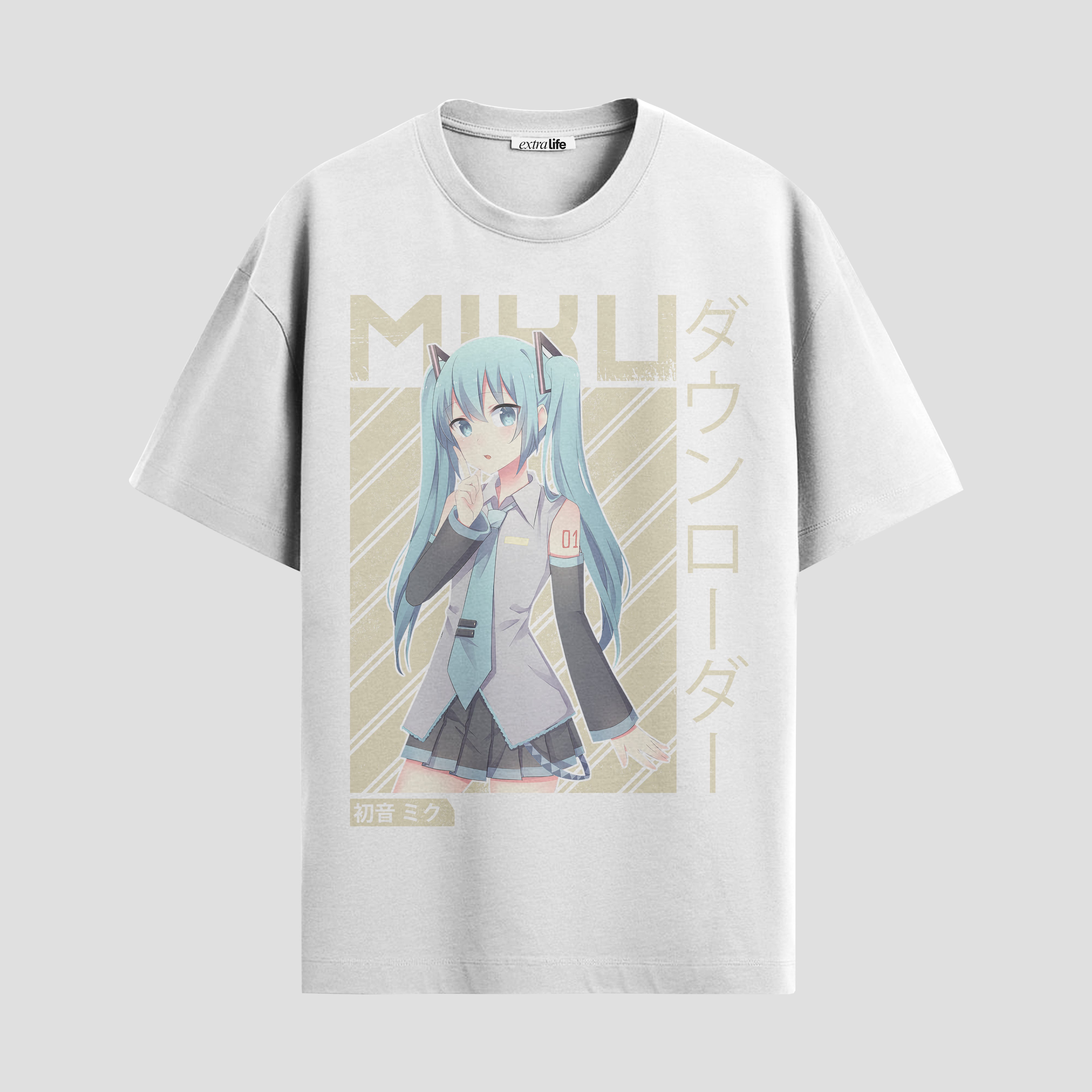 Playera urbana de anime y gaming ExtraLife MX, corte Standard Fit unisex ligero y transpirable en color Deep Black y Pure White, ropa de uso diario para gym y casual.