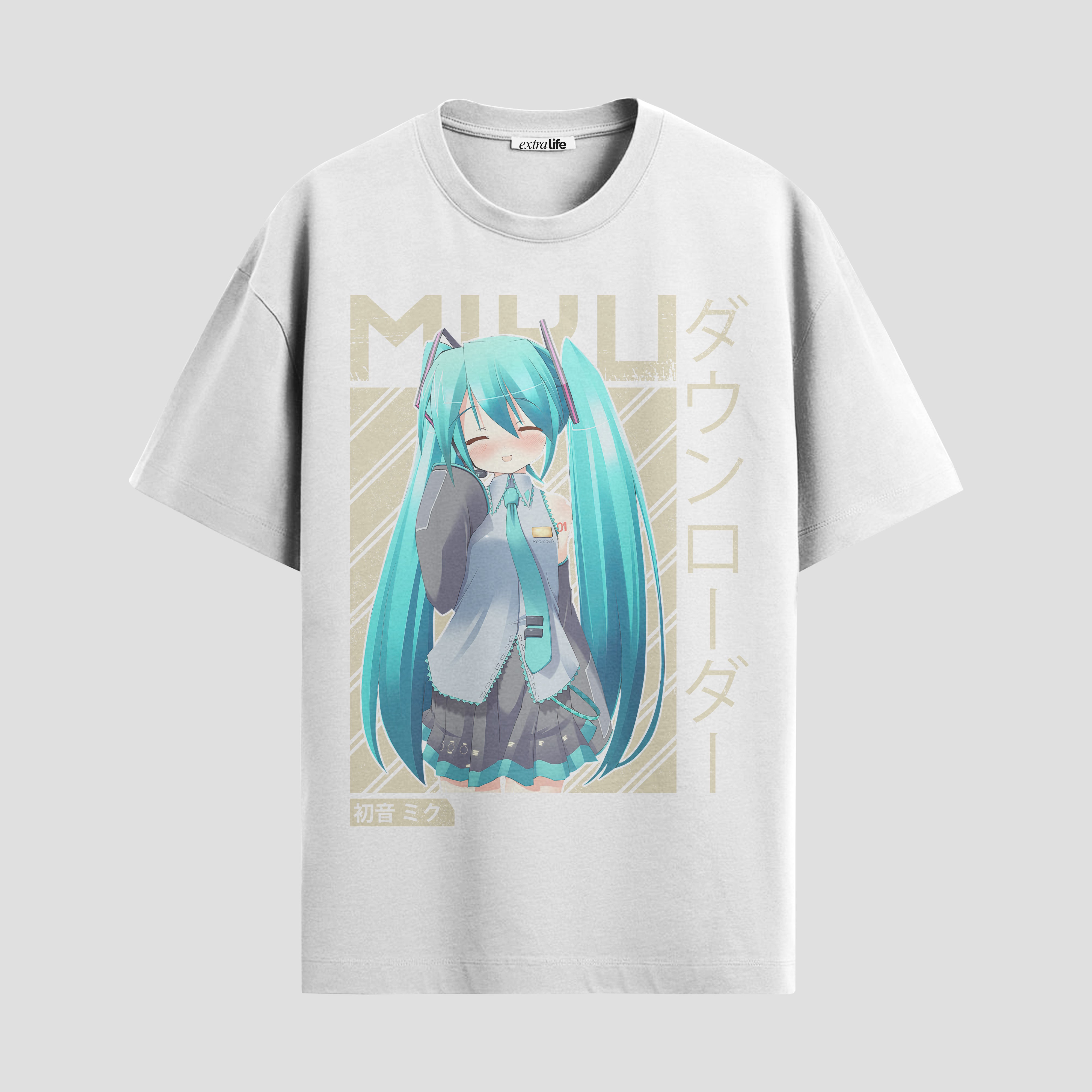 Playera urbana de anime y gaming ExtraLife MX, corte Standard Fit unisex ligero y transpirable en color Deep Black y Pure White, ropa de uso diario para gym y casual.