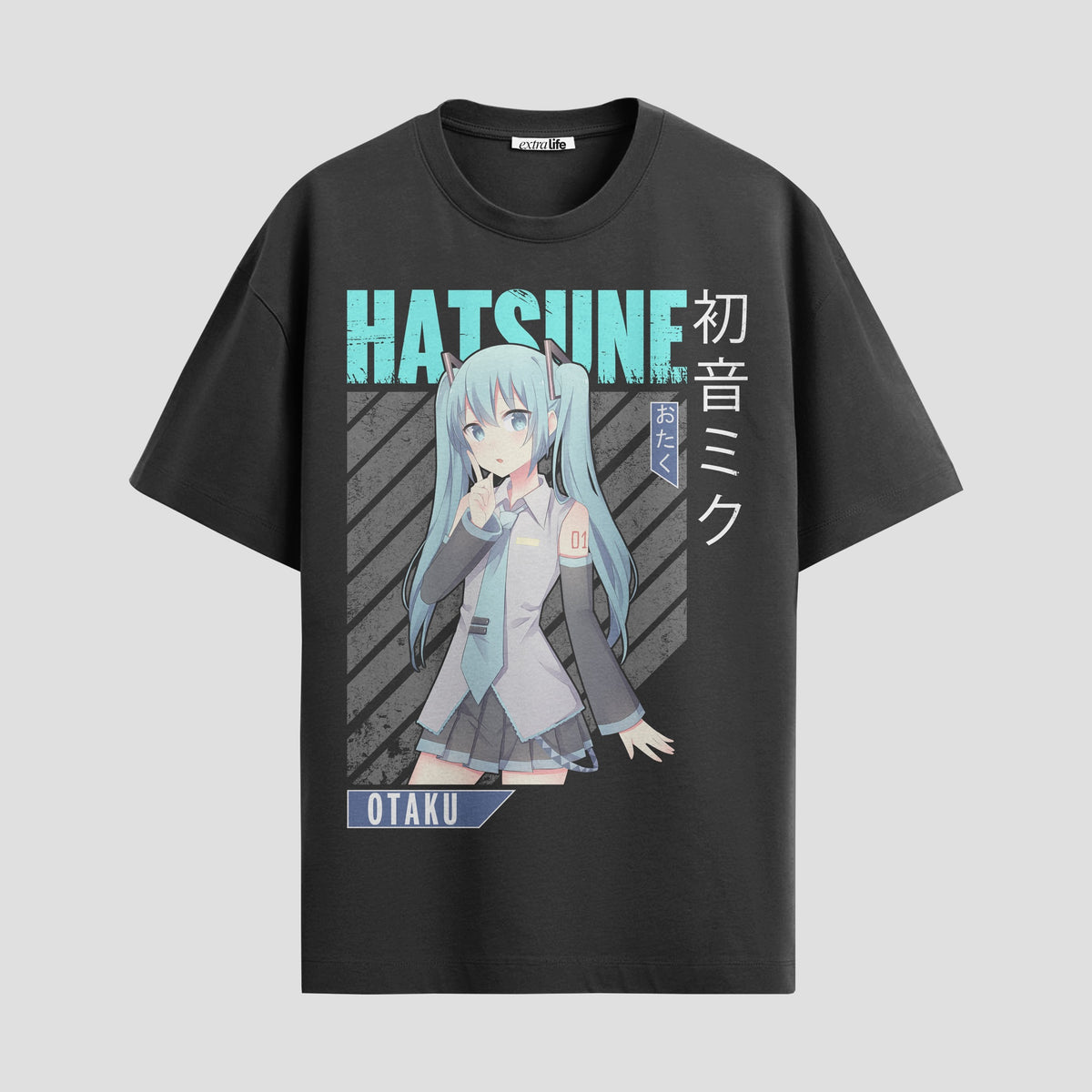 Playera urbana de anime y gaming ExtraLife MX, corte Classic Premium unisex ligero y transpirable en color Deep Black y Pure White, ropa de uso diario para gym y casual.