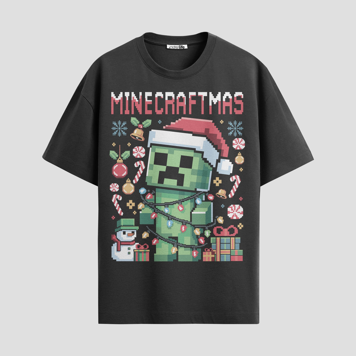 Playera urbana de anime y gaming ExtraLife MX, corte Classic Premium unisex ligero y transpirable en color Deep Black y Pure White, ropa de uso diario para gym y casual.